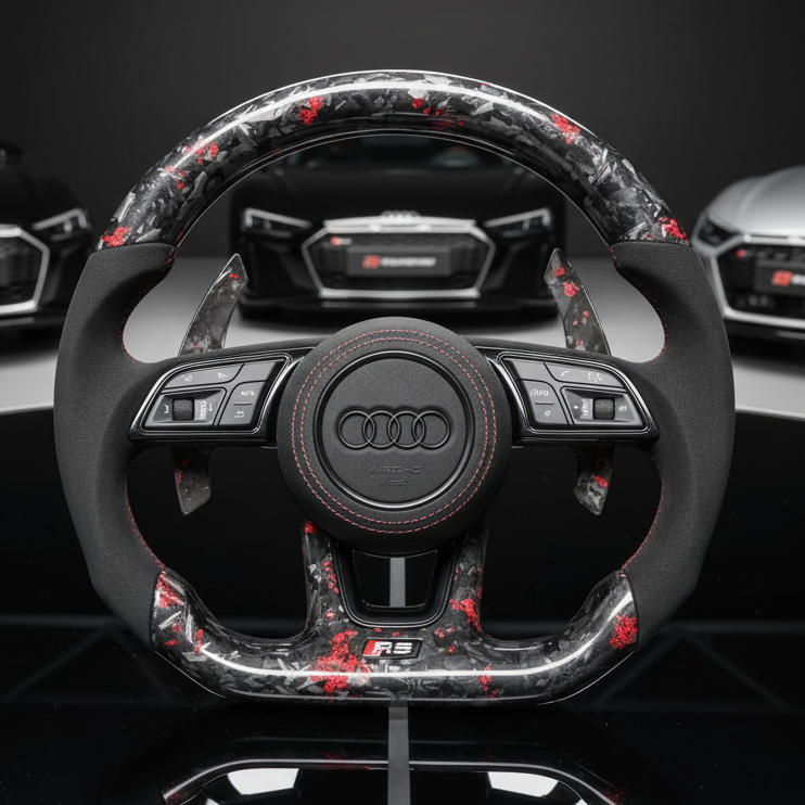 Audi S RS Steering Wheel – Forged Carbon & Perforated Leather