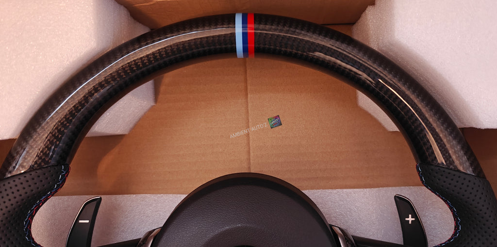 BMW F Gen Steering Wheel Flat Bottom - Carbon Fibre & Pefereated Leather