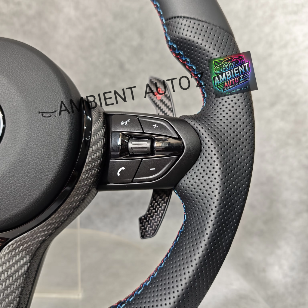 BMW F Gen Steering Wheel Flat Bottom - Pefereated Leather