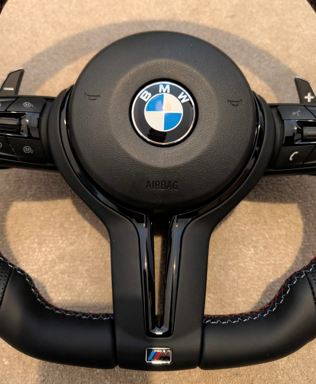 BMW F Gen Gloss Black Flat Bottom Steering Wheel – Leather