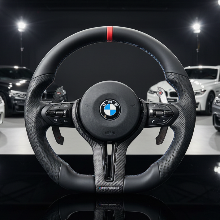 BMW F Gen Steering Wheel Flat Bottom - Pefereated Leather